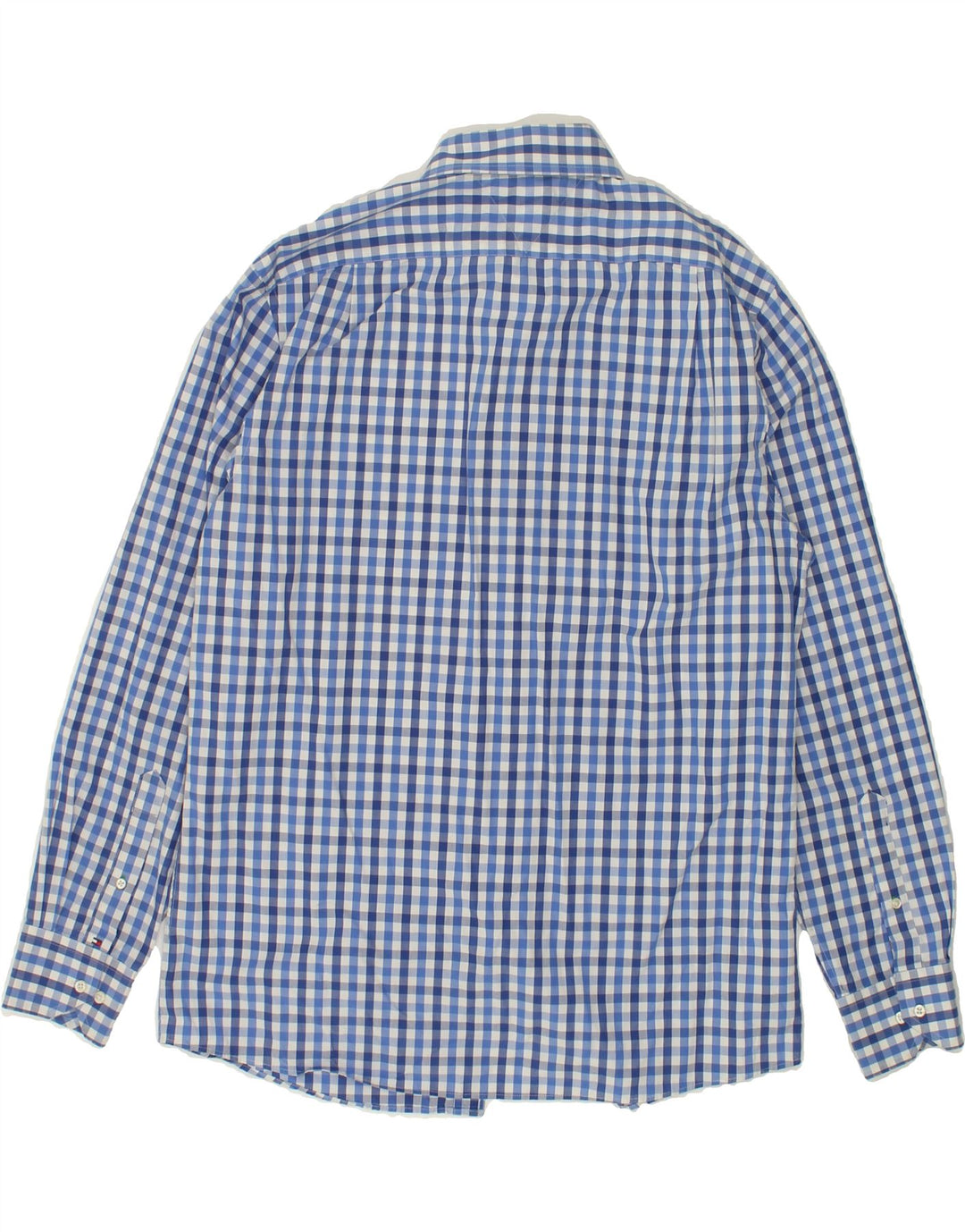 TOMMY HILFIGER Mens Shirt Size 16 1/2 Large Blue Gingham Cotton Vintage Tommy Hilfiger and Second-Hand Tommy Hilfiger from Messina Hembry 
