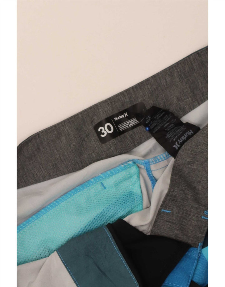 Hurley Herren-Badeshorts mit Grafik, mittelblaues Farbblock-Polyester
