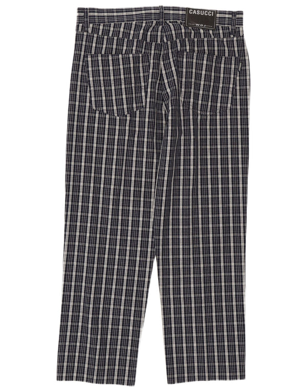 Casucci Gerade Freizeithose für Herren, W38, L28, marineblau, kariert, Baumwolle