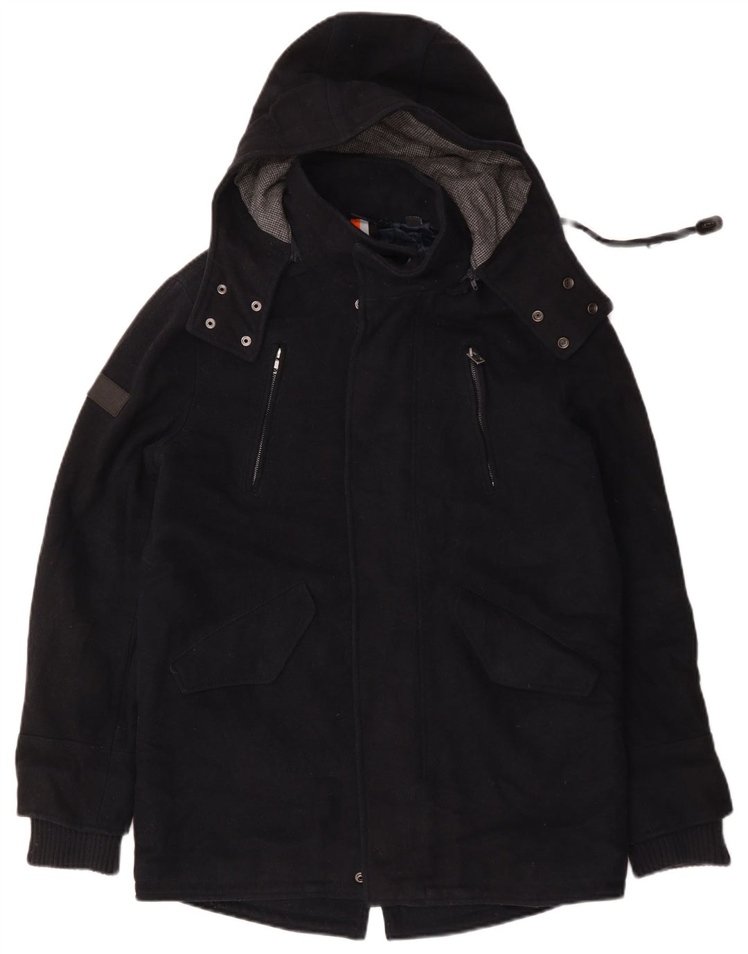 Superdry Herren-Parka mit Kapuze, UK 36, Größe S, marineblaue Wolle