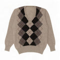 Vintage Herren V-Ausschnitt Pullover Pullover Klein Grau Argyle/Diamant