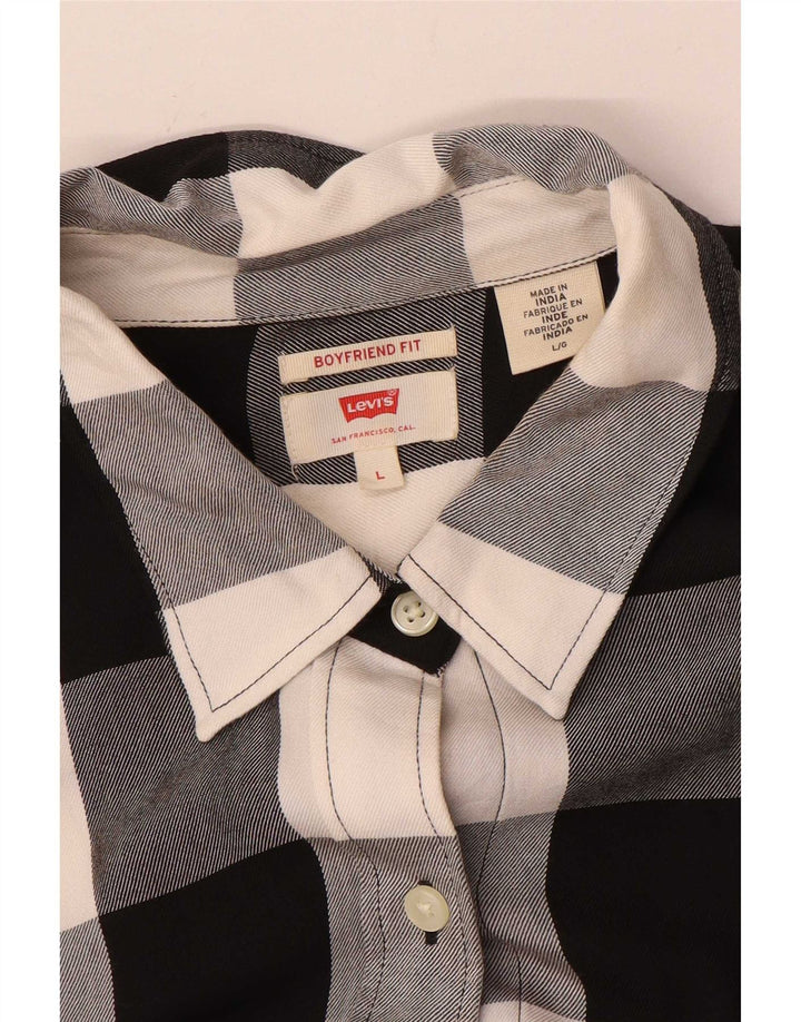 Levi's Boyfriend-Flanellhemd für Damen, UK 16, Größe L, schwarz, kariert