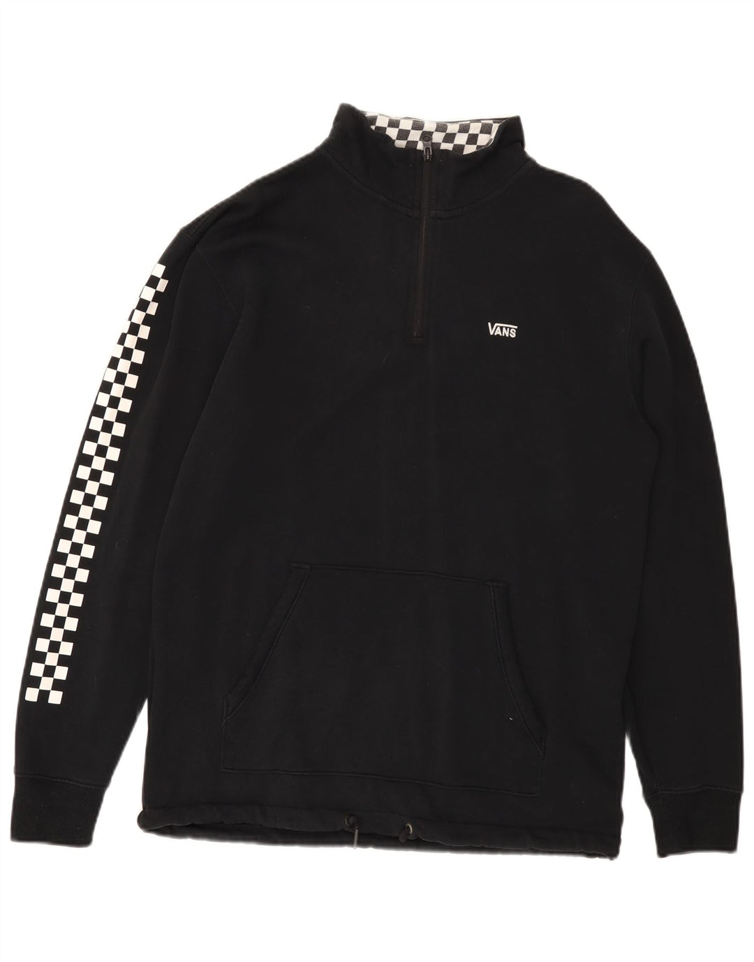 VANS Herren-Sweatshirt mit Reißverschluss am Hals, mittlere schwarze geometrische Baumwolle