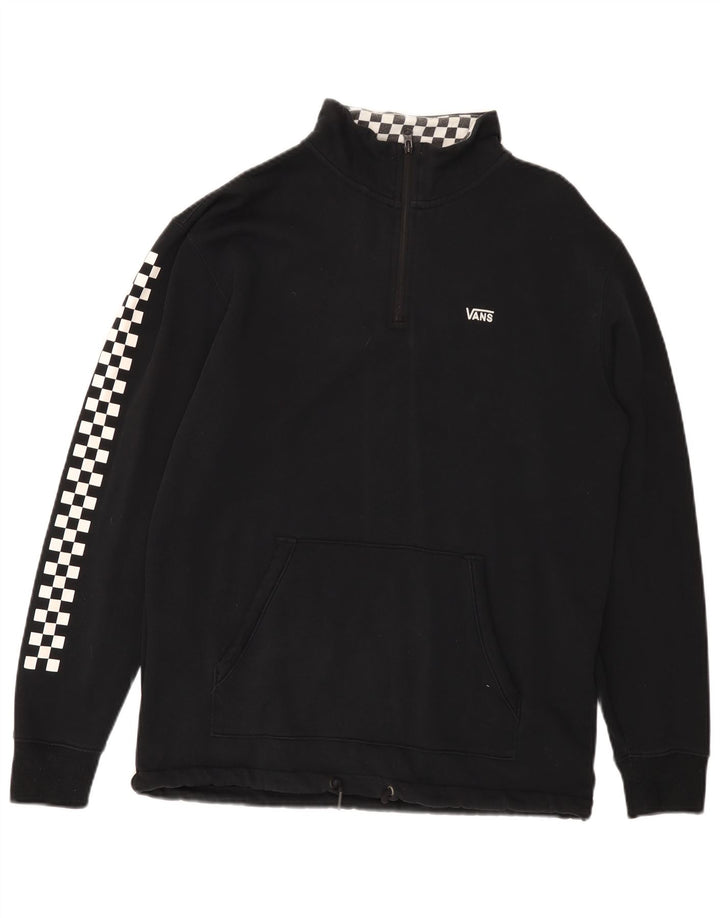 VANS Herren-Sweatshirt mit Reißverschluss am Hals, mittlere schwarze geometrische Baumwolle