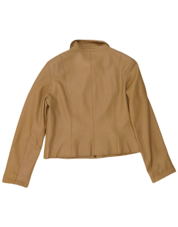 Helium Damen Crop Lederjacke UK 14 Medium Beige Leder