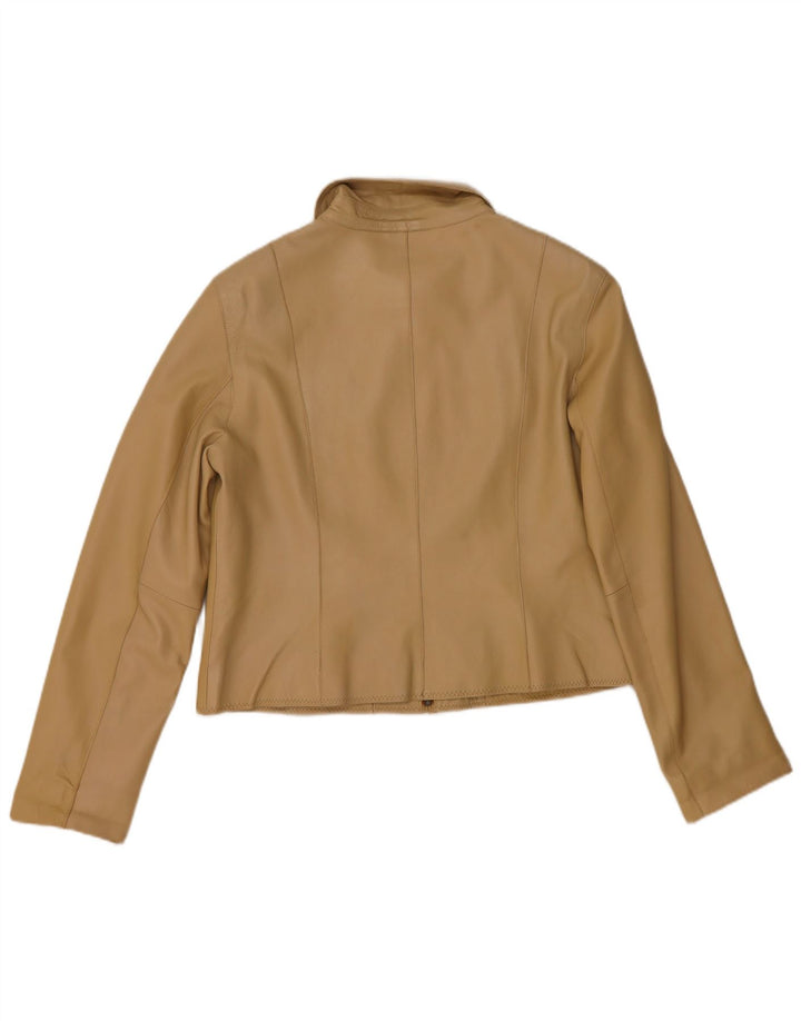 Helium Damen Crop Lederjacke UK 14 Medium Beige Leder