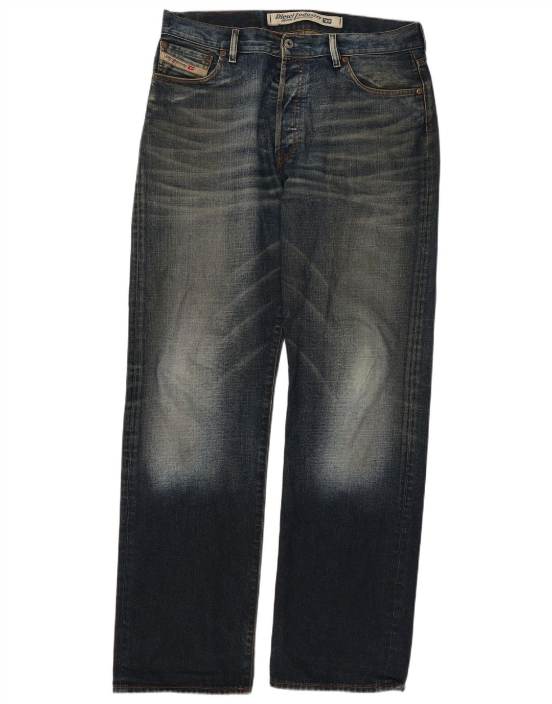 Diesel Herren Straight Jeans W34 L34 Marineblaue Baumwolle