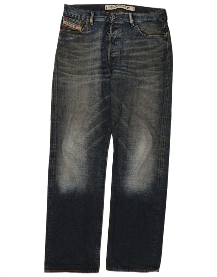 Diesel Herren Straight Jeans W34 L34 Marineblaue Baumwolle