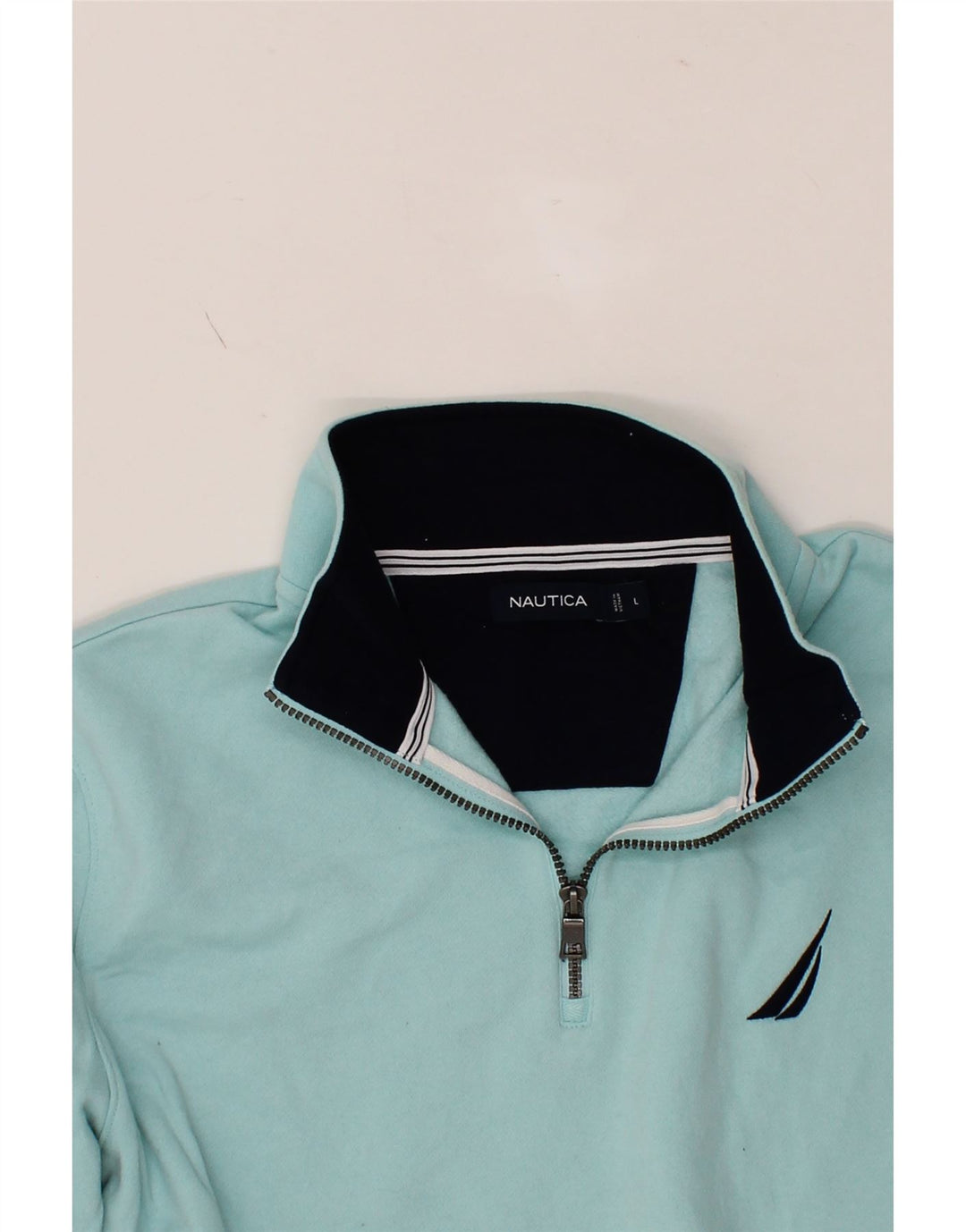 NAUTICA Mens Zip Neck Sweatshirt Jumper Large Blue Cotton Vintage Nautica and Second-Hand Nautica from Messina Hembry 