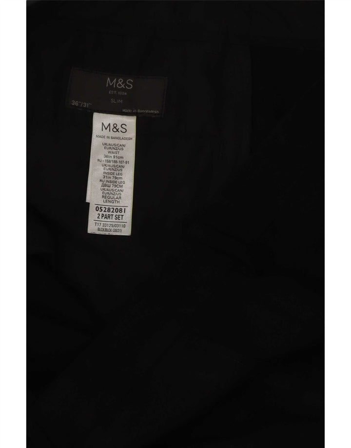 Marks & Spencer Herren Slim Chinohose W36 L31 Schwarz Polyester