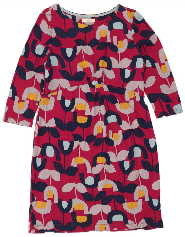 WHITE STUFF Damen-Etuikleid mit 3/4-Ärmeln, UK-Größe 12, Mittelrosa mit Blumenmuster