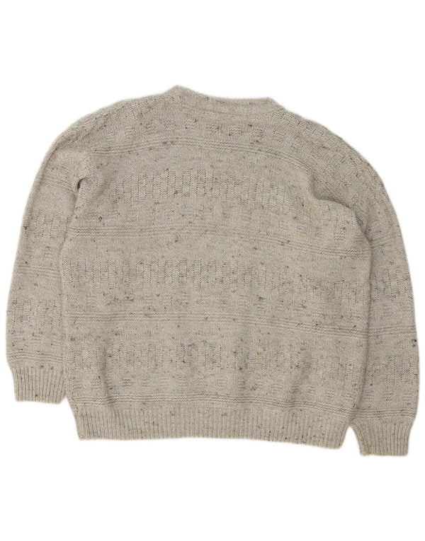 Vintage Herren Pullover mit Rundhalsausschnitt, Größe L, Grau