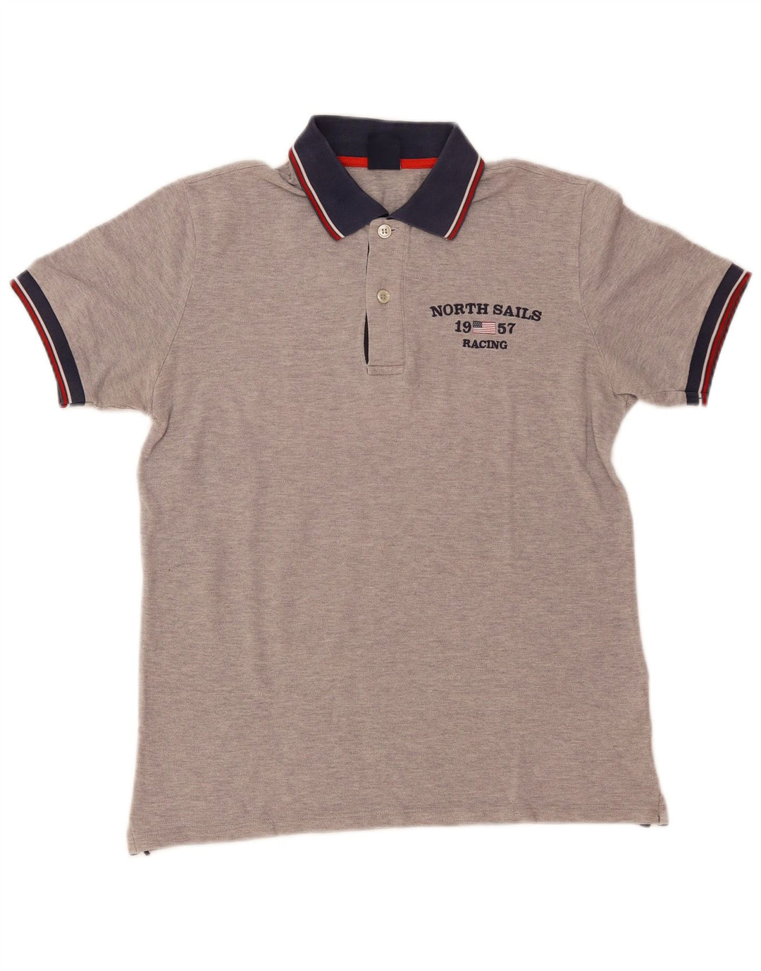 NORTH SAILS Herren-Poloshirt mit Grafik, XS, graue Farbblock-Baumwolle