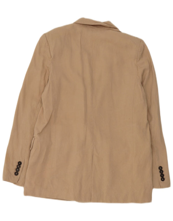 Zara Damen 1-Knopf-Blazerjacke UK 6 XS Beige Lyocell