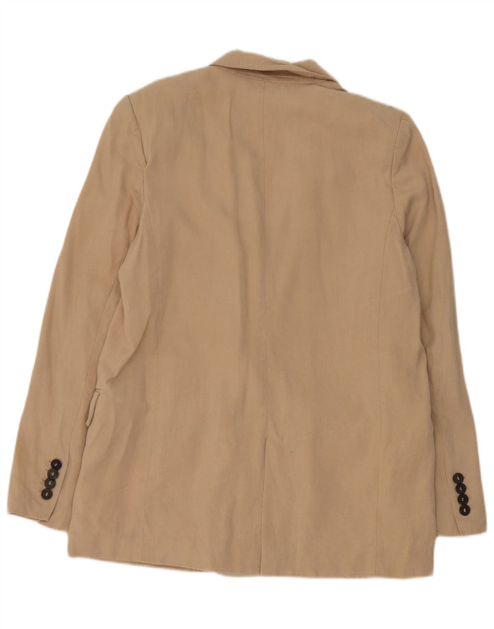 Zara Damen 1-Knopf-Blazerjacke UK 6 XS Beige Lyocell