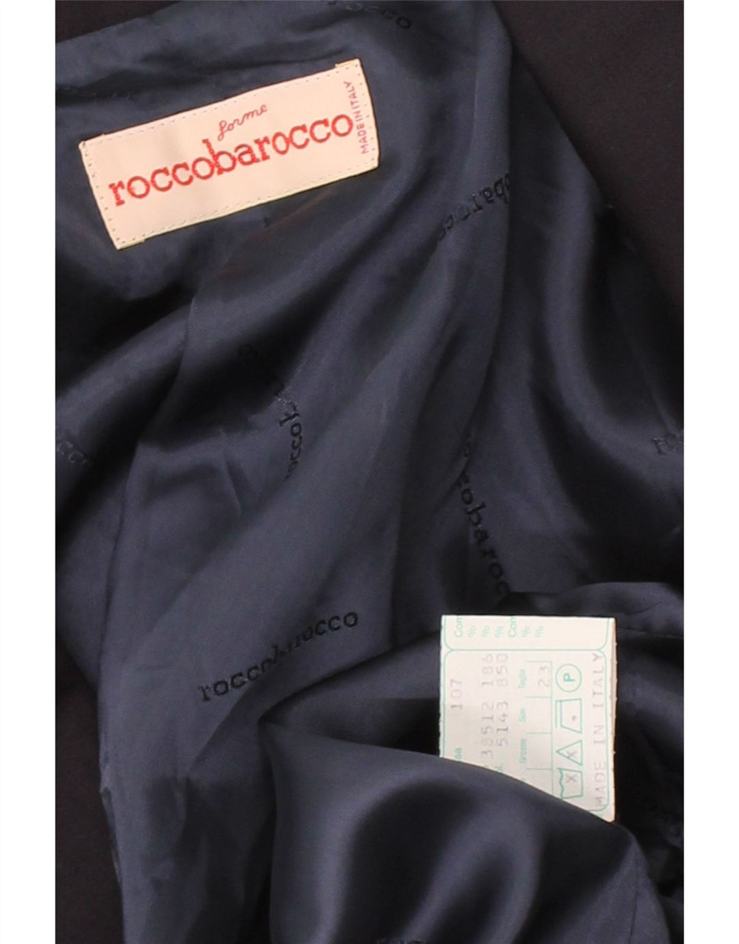 ROCCOBAROCCO Womens Blazer Jacket UK 18 XL Navy Blue Wool Vintage Roccobarocco and Second-Hand Roccobarocco from Messina Hembry 