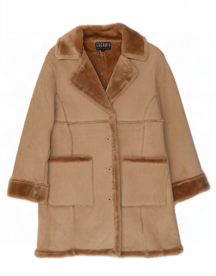 Casamia Damen Übergroßer Sherpa-Mantel UK 10 Small Beige Polyester