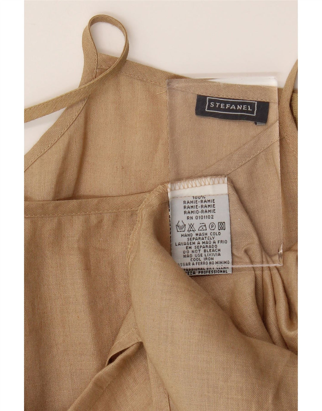 STEFANEL Damen Sommerkleid UK 8 Small Beige Ramie