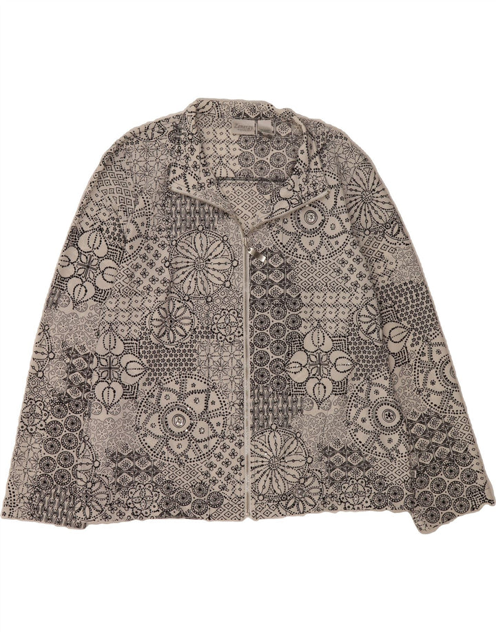 CHICO'S Womens Bomber Jacket Size 2 Large White Floral Polyester Vintage Chico's and Second-Hand Chico's from Messina Hembry 