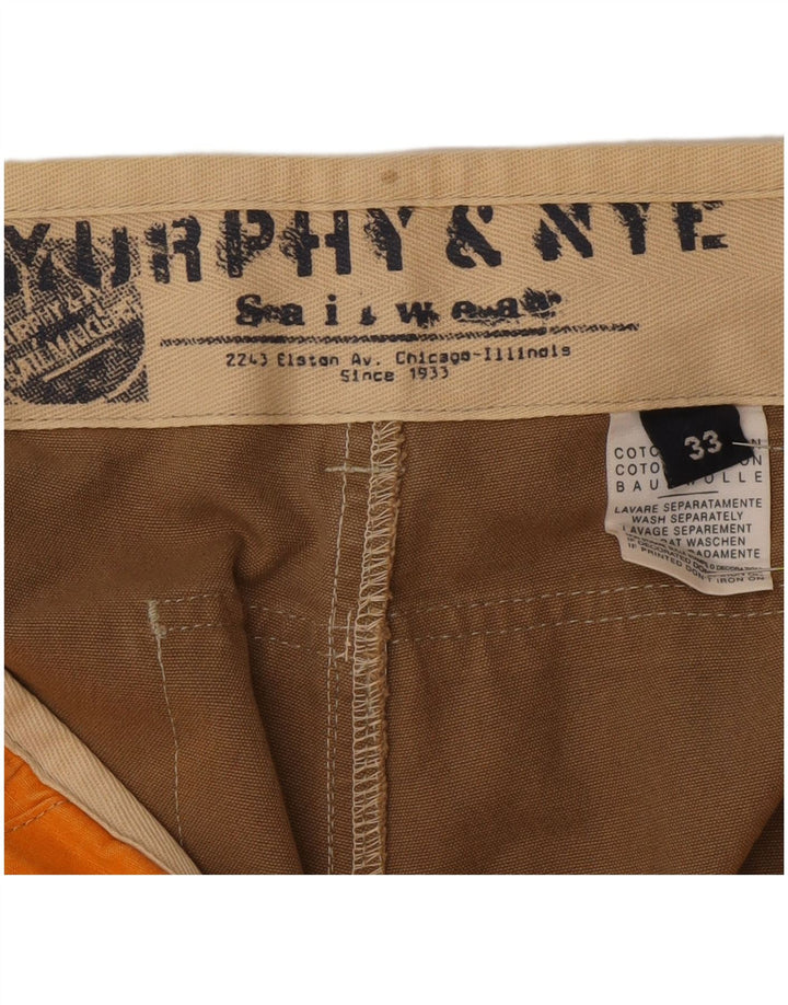 Murphy & Nye Herren Sailwear Shorts W33 Mittelorange Colourblock-Baumwolle