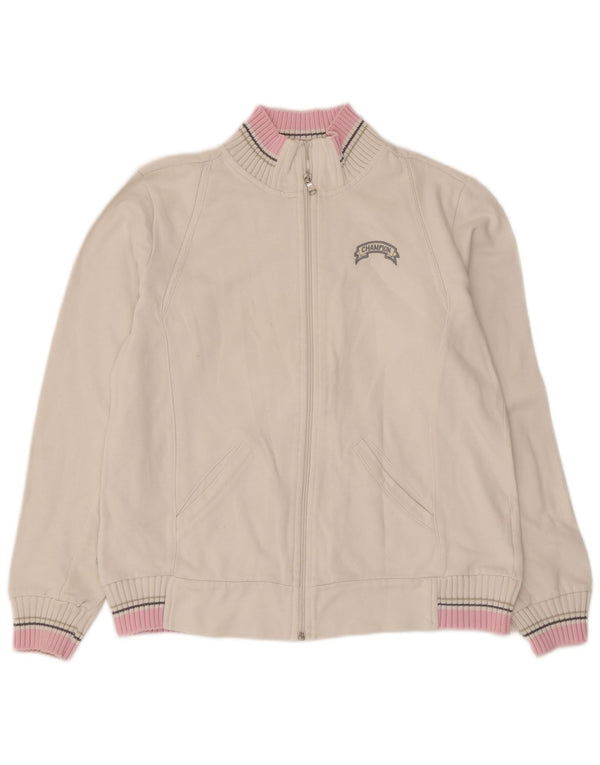 Champion Damen-Trainingsanzug-Top-Jacke, UK 14, Mittelweiß, Colourblock-Baumwolle