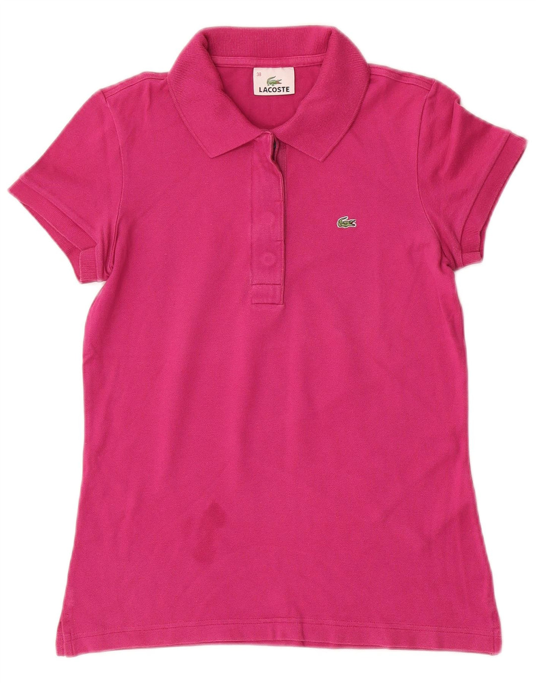 LACOSTE Damen Poloshirt Größe 38 Mittelrosa Baumwolle