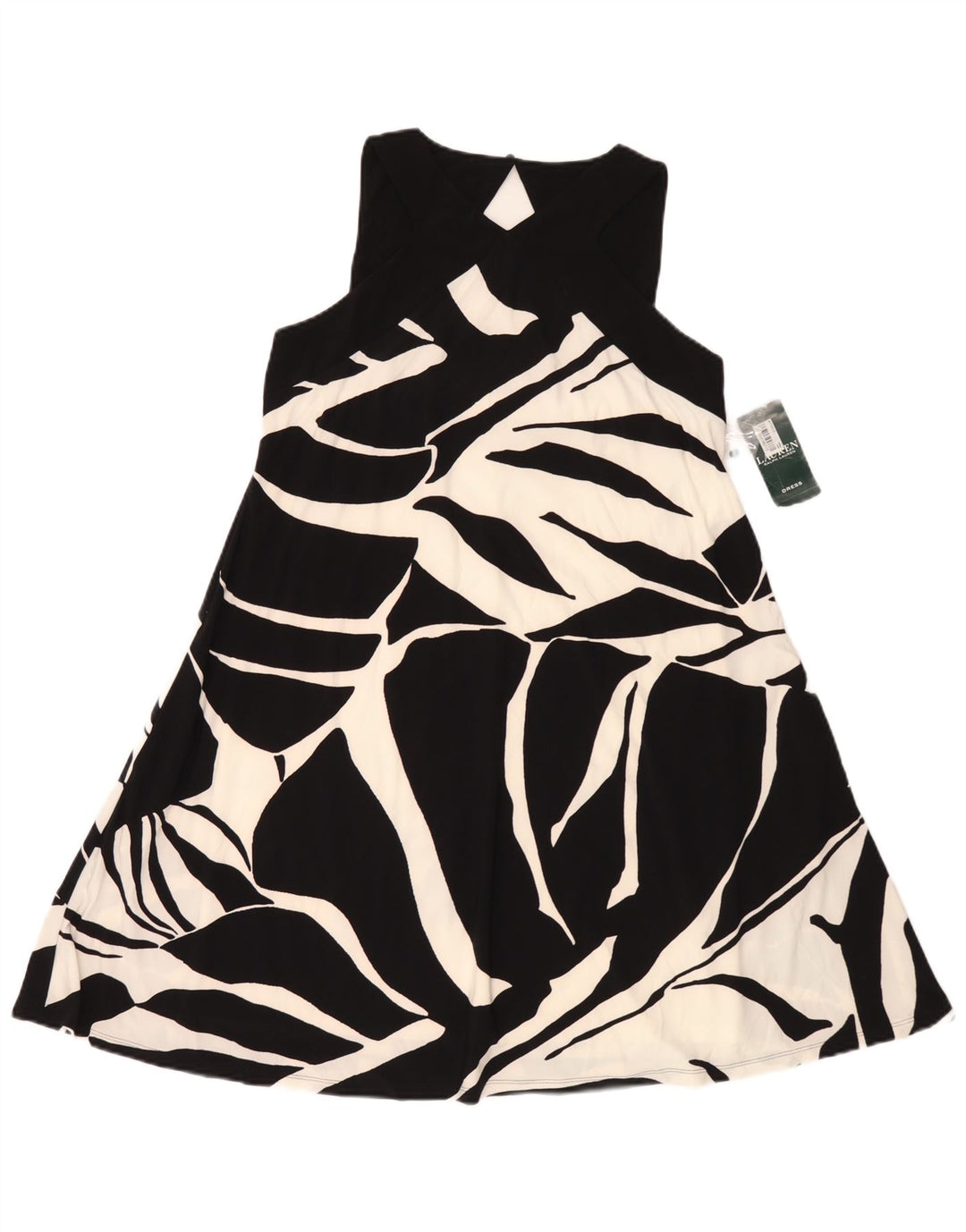 Ralph Lauren Damen-Kleid in A-Linie mit abstraktem Muster, US-Größe 8, mittelschwarz