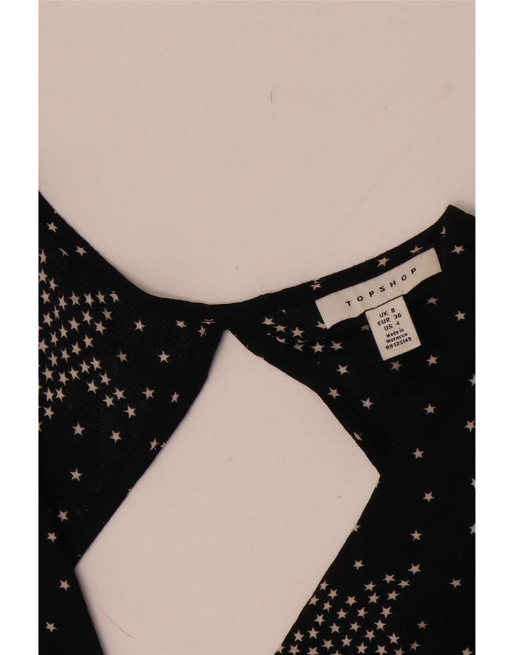 Topshop Damen-Maxikleid mit abstraktem Muster, Größe S, Schwarz, gepunktet
