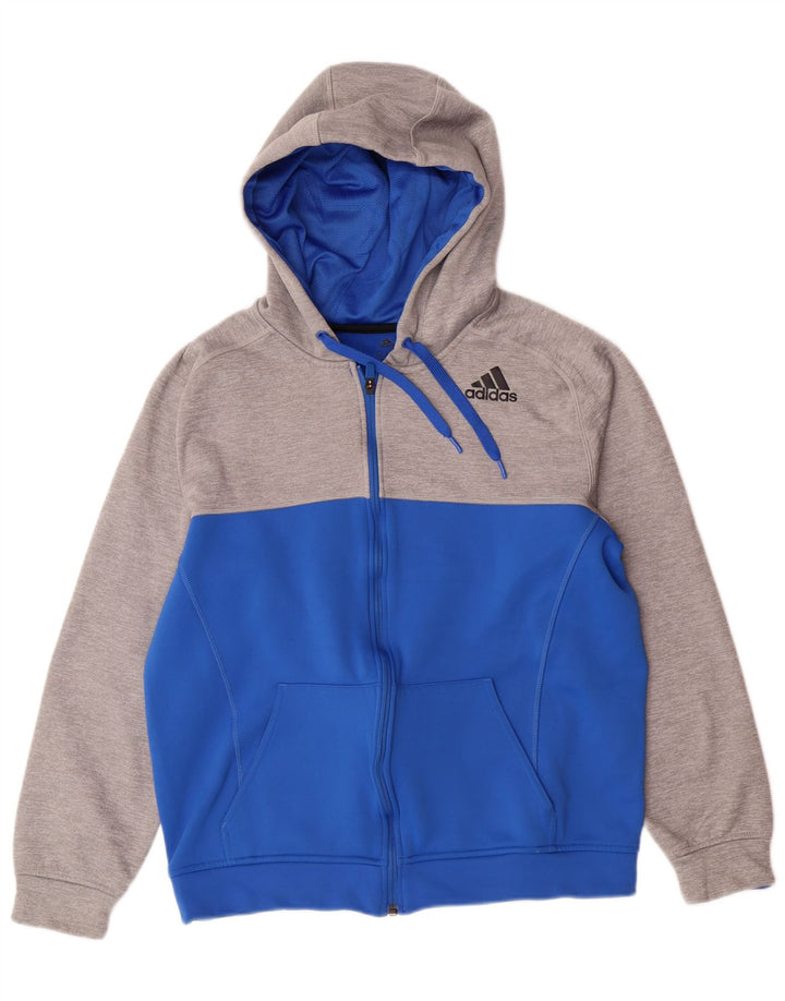 ADIDAS Damen Climawarm Zip Hoodie Pullover UK 14 Mittelblau Farbblock