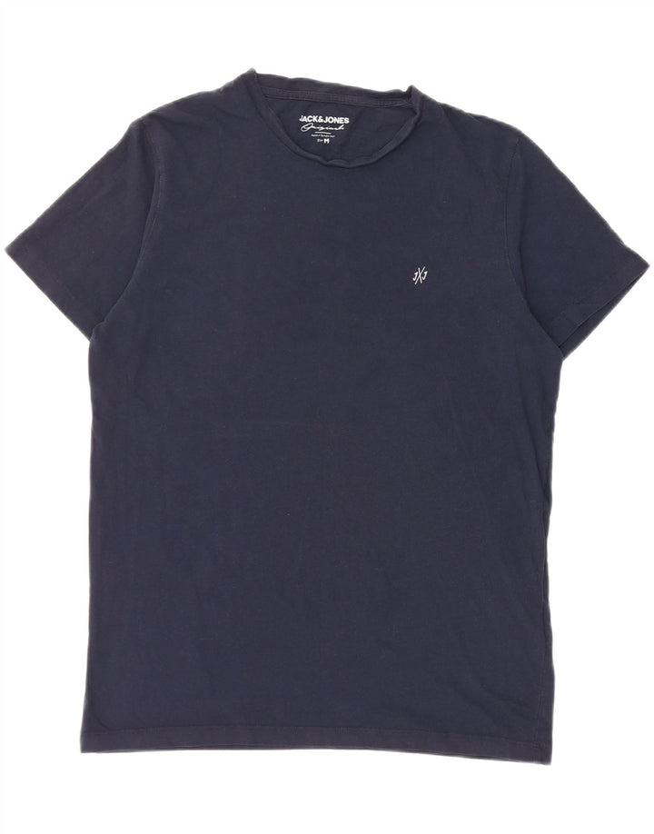JACK & JONES Herren-T-Shirt-Oberteil aus Baumwolle in mittlerem Marineblau