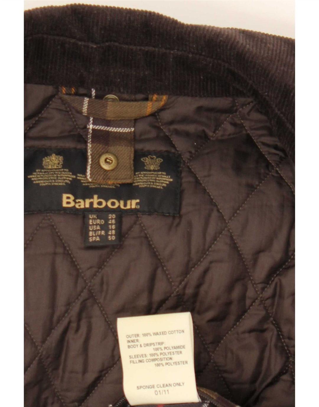 Barbour Damenmantel aus gewachster Baumwolle, UK 20 2XL Khaki