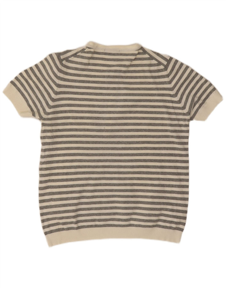 Zara Herren-Poloshirt, groß, grau gestreift