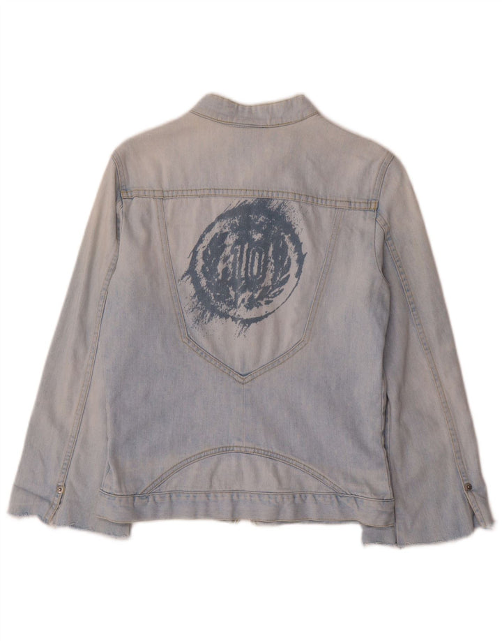 Diesel Womens Graphic Denim Jacke UK 10 Small Blaue Baumwolle