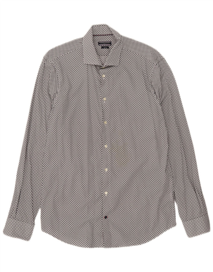 Maßgeschneidertes Herrenhemd von Tommy Hilfiger, Größe 41 16, groß, marineblau gepunktet