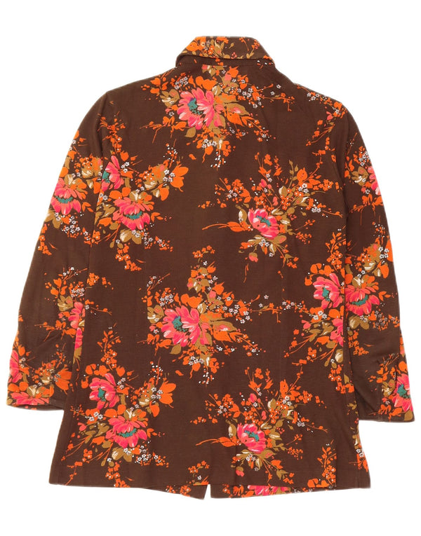 VINTAGE Damenhemd UK 10 Small Brown Floral
