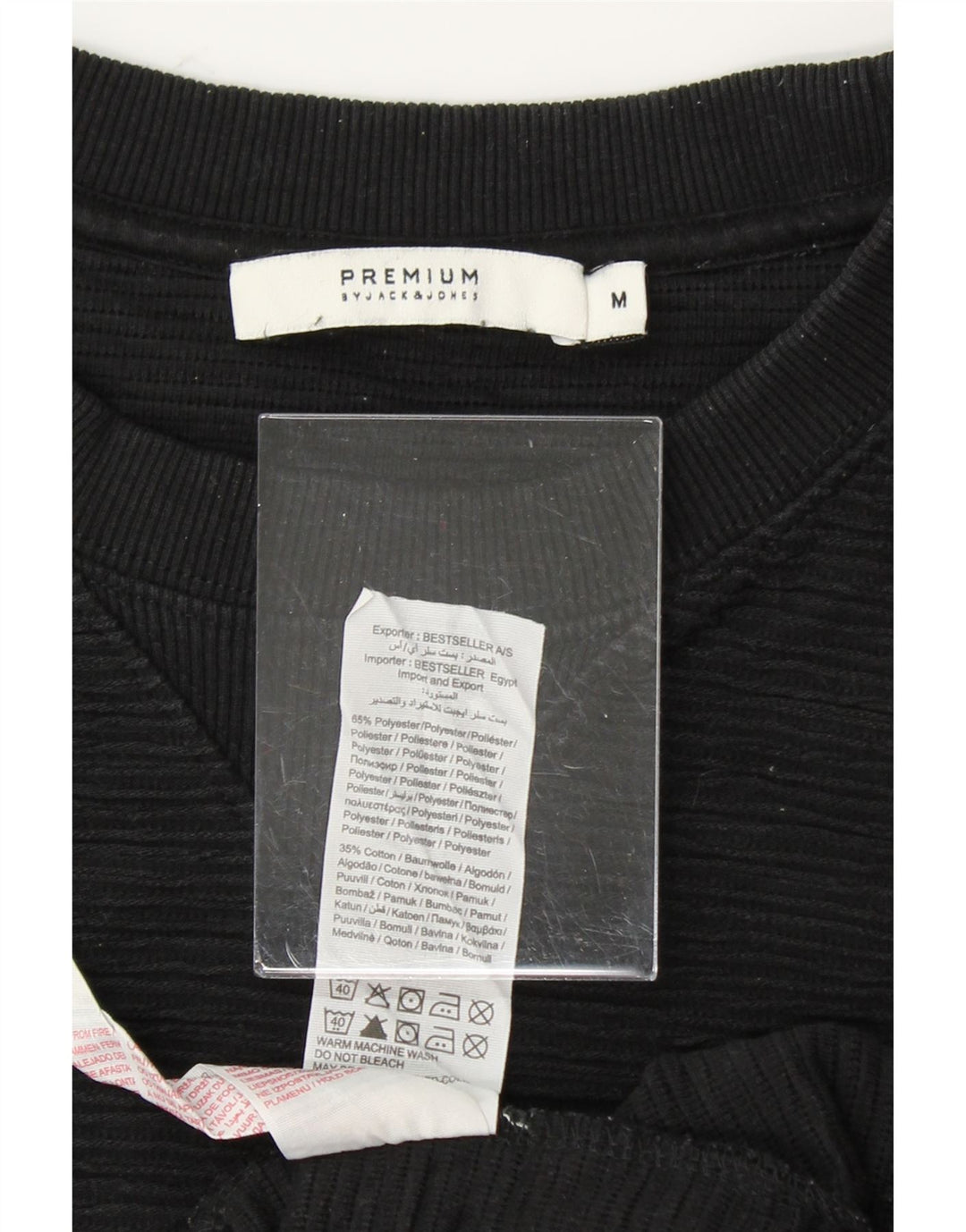 JACK & JONES Mens Sweatshirt Jumper Medium Black Pinstripe Polyester Vintage Jack & Jones and Second-Hand Jack & Jones from Messina Hembry 