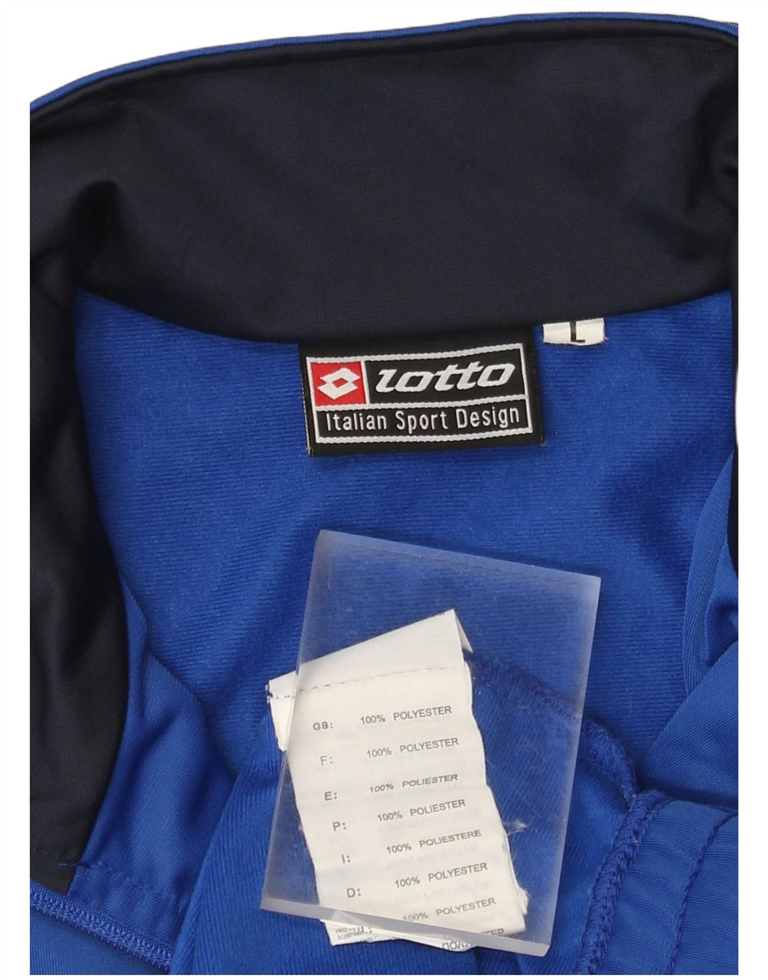 Lotto Herren-Trainingsanzug mit grafischem Oberteil, groß, blau, Farbblock-Polyester