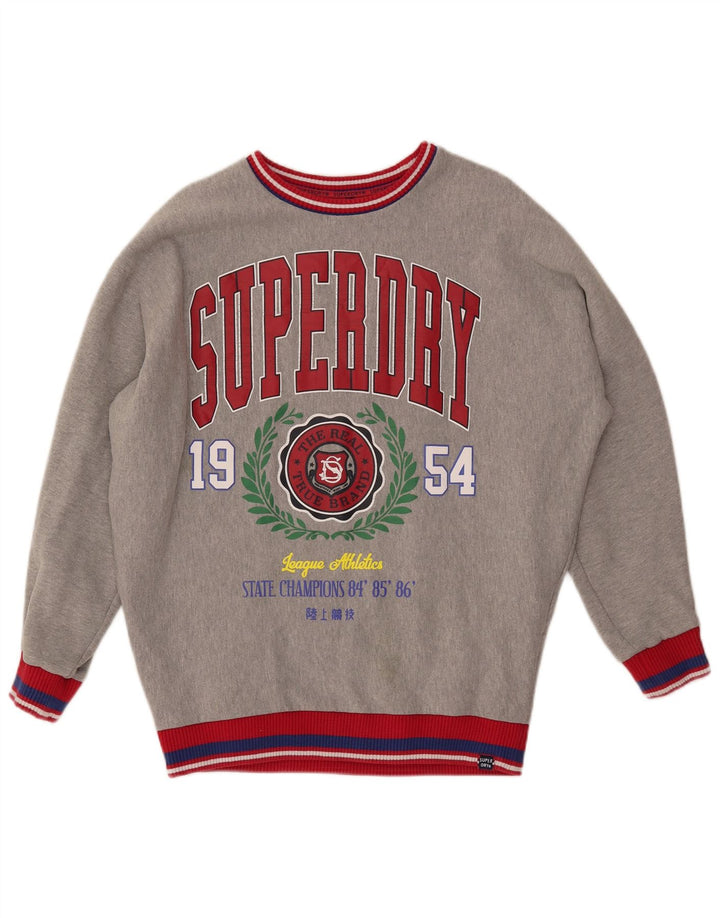SUPERDRY Grafik-Sweatshirtpullover für Damen, Größe S, Grau, Farbblock
