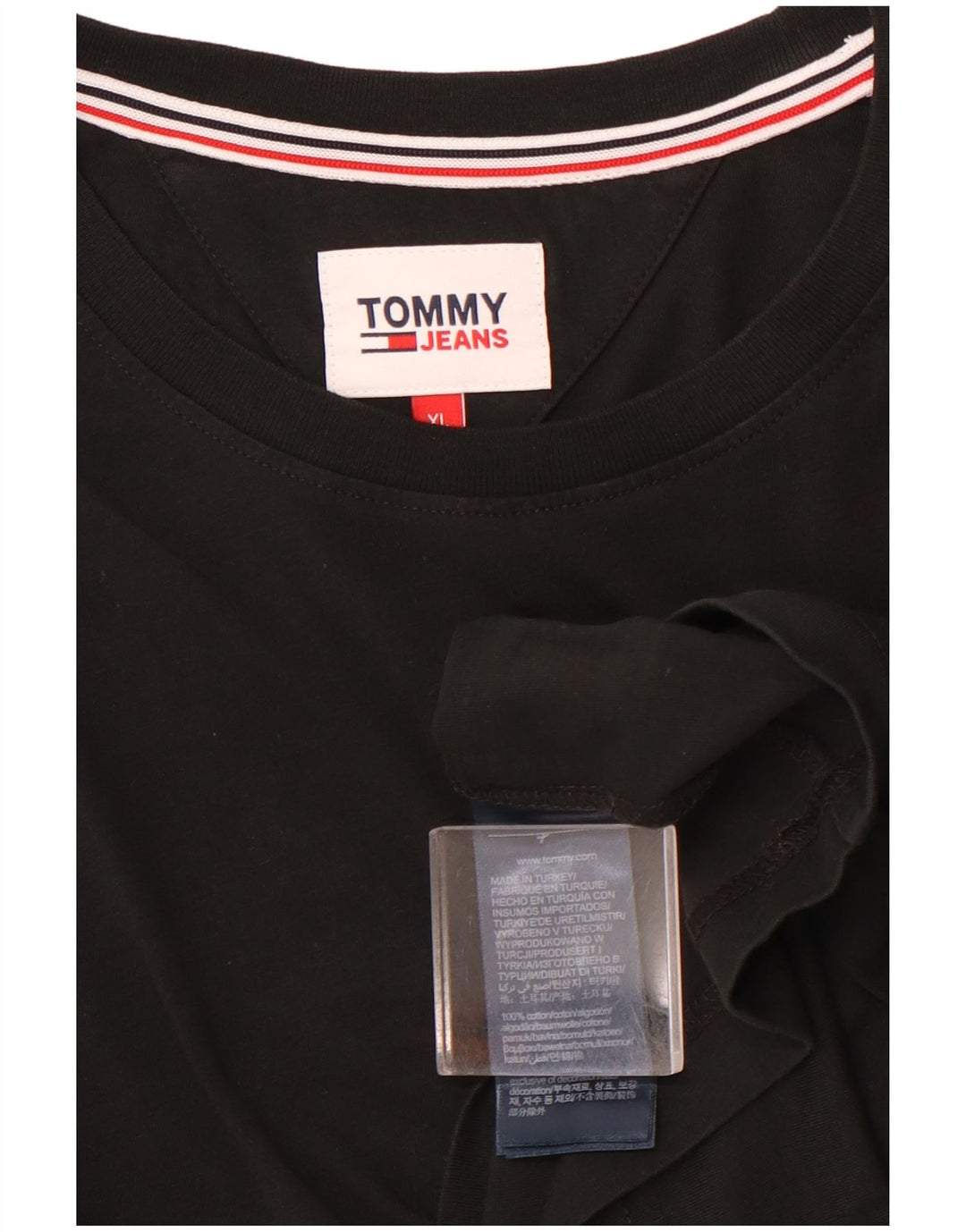 TOMMY HILFIGER Herren T-Shirt Top XL Schwarz Baumwolle