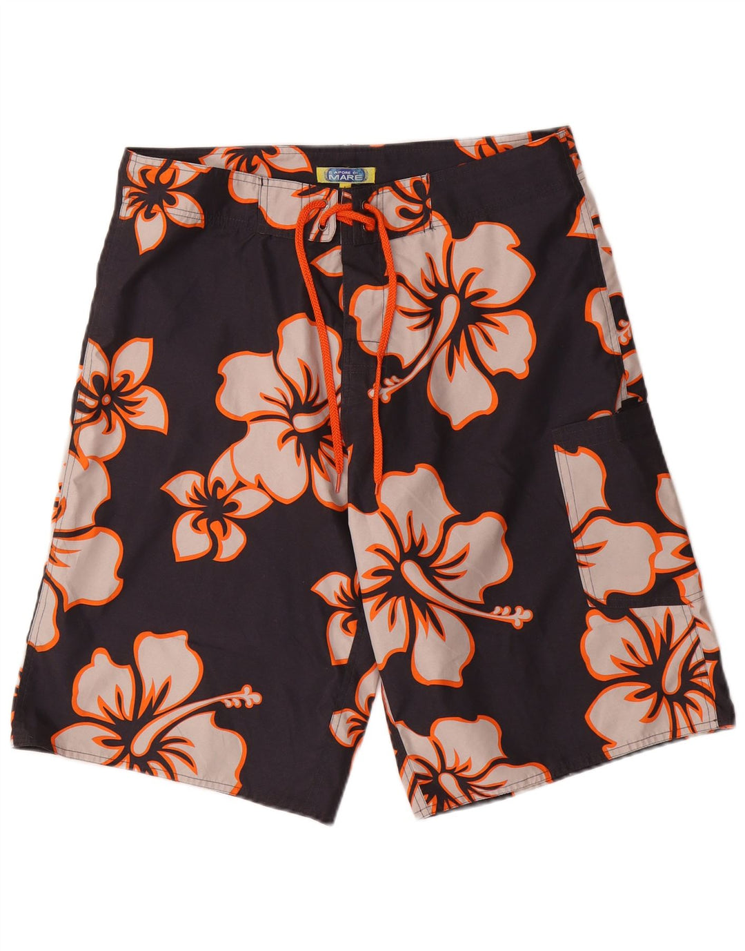 Sapore Di Mare Herren-Badeshorts, groß, schwarz, geblümt, Polyester