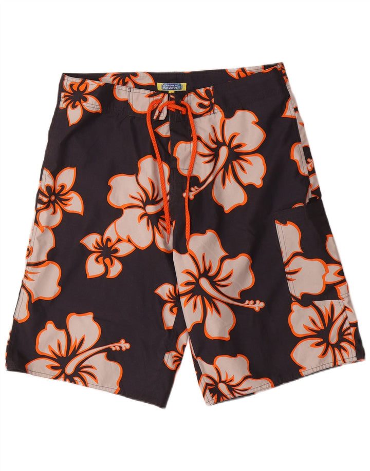 Sapore Di Mare Herren-Badeshorts, groß, schwarz, geblümt, Polyester