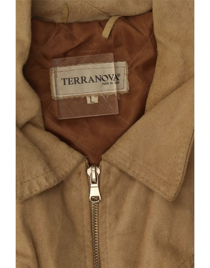 Terranova Herren Bomber Wildlederjacke UK 40 Large Beige