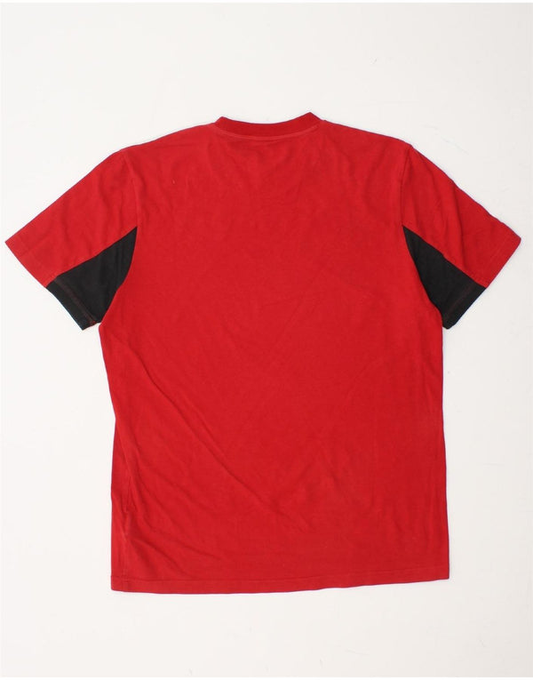 ADIDAS Herren T-Shirt Top UK 42/44 Große rote Colourblock-Baumwolle