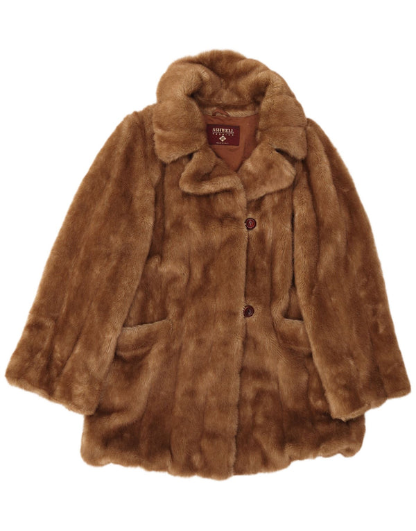 ASHWELL Womens Oversized Faux Fur Coat IT 46 Large Brown Acrylic