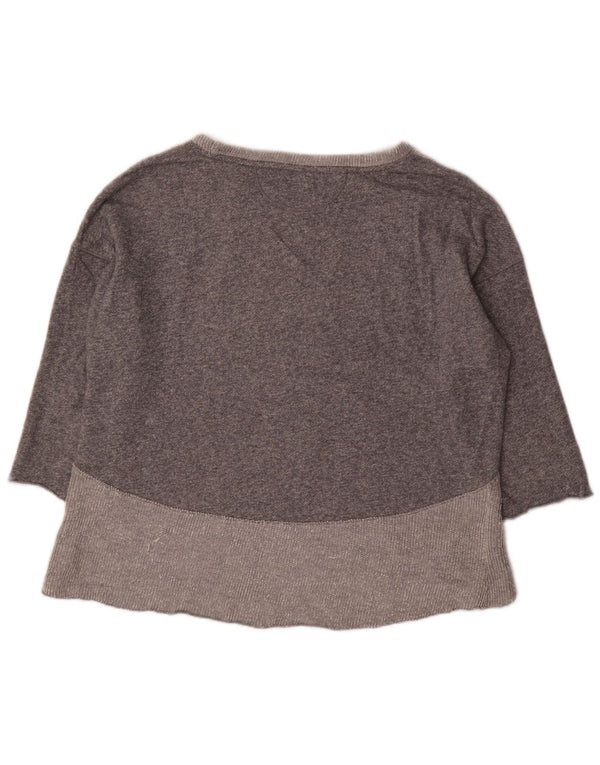 CALVIN KLEIN Damen Performance Top Langarm UK 18 XL Grau Farbblock