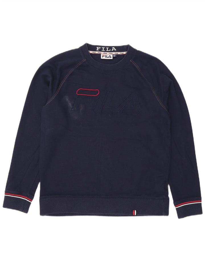 Fila Herren-Sweatshirt mit Grafik, mittlere marineblaue Baumwolle