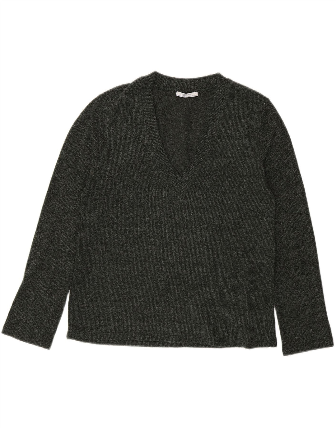 Zara Damen-Pullover mit V-Ausschnitt, Gr. 10, Größe S, Grau