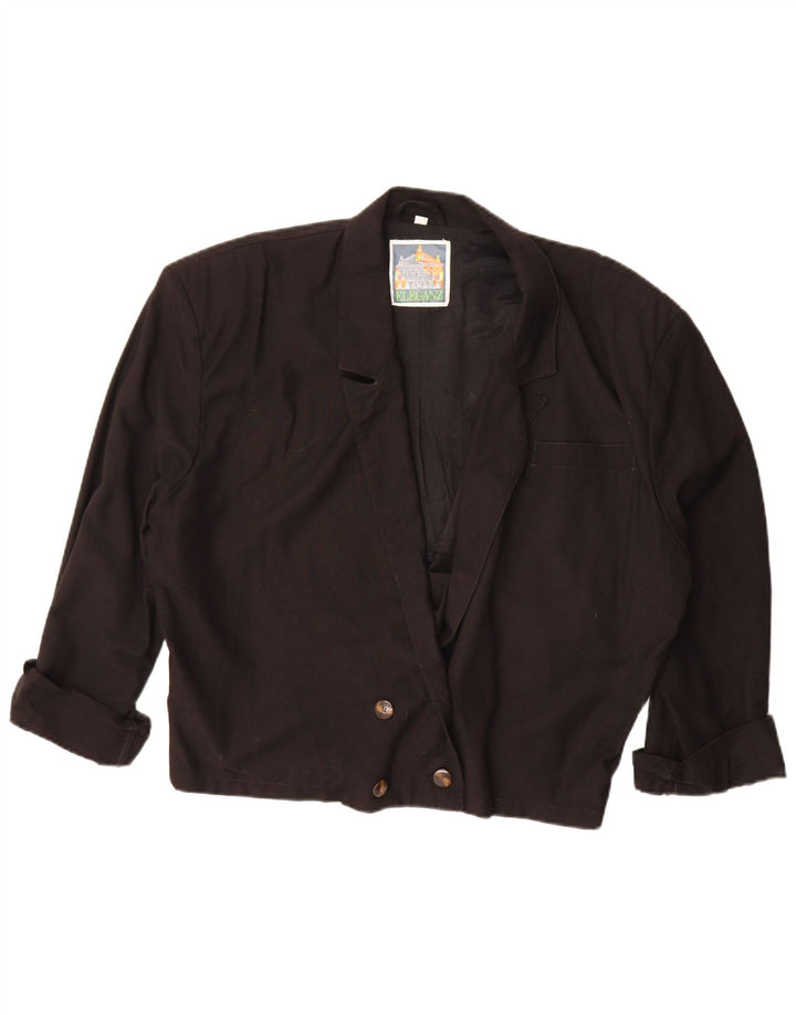 Vintage Damen Oversized Blazer Jacke UK 10 Small Schwarz