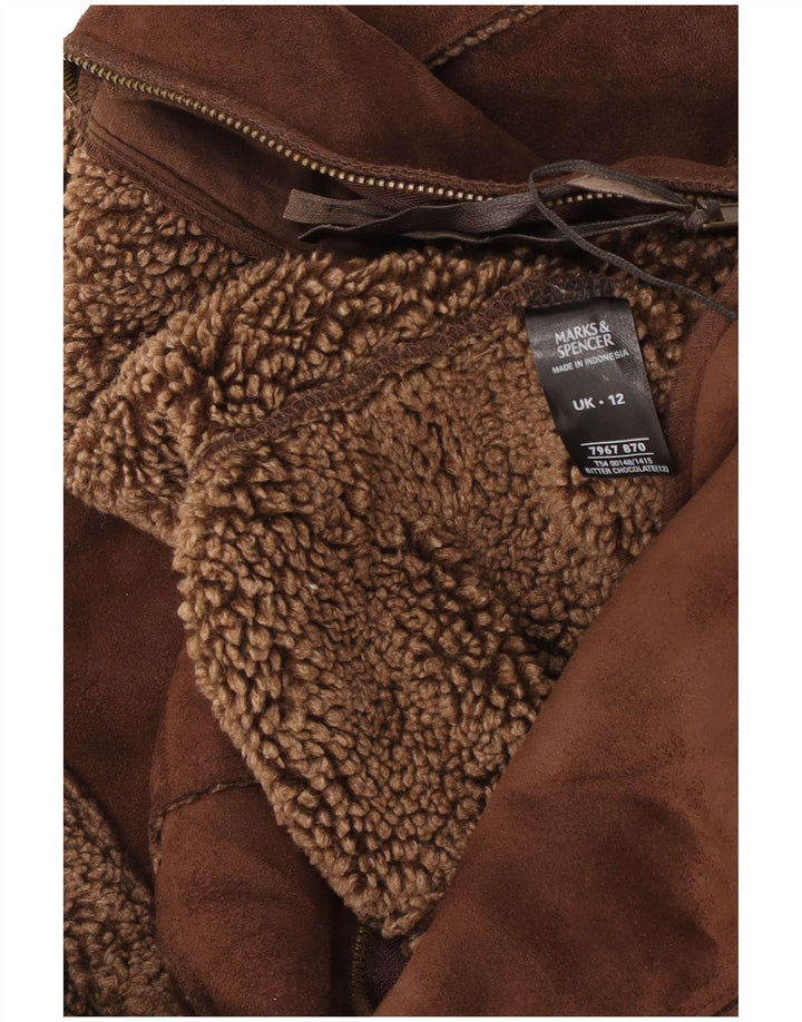 Marks & Spencer Sherpa-Gilet für Damen, UK 12, mittelbraun, Polyester
