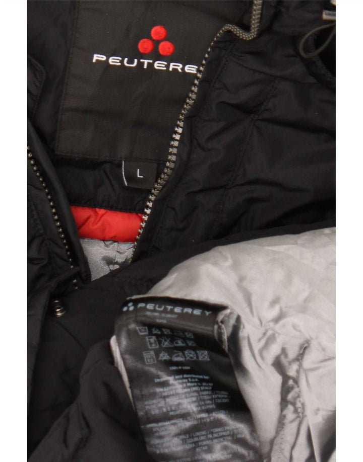 PEUTEREY Wattierte Herrenjacke mit Kapuze, UK 40, Größe L, Schwarz, Polyamid